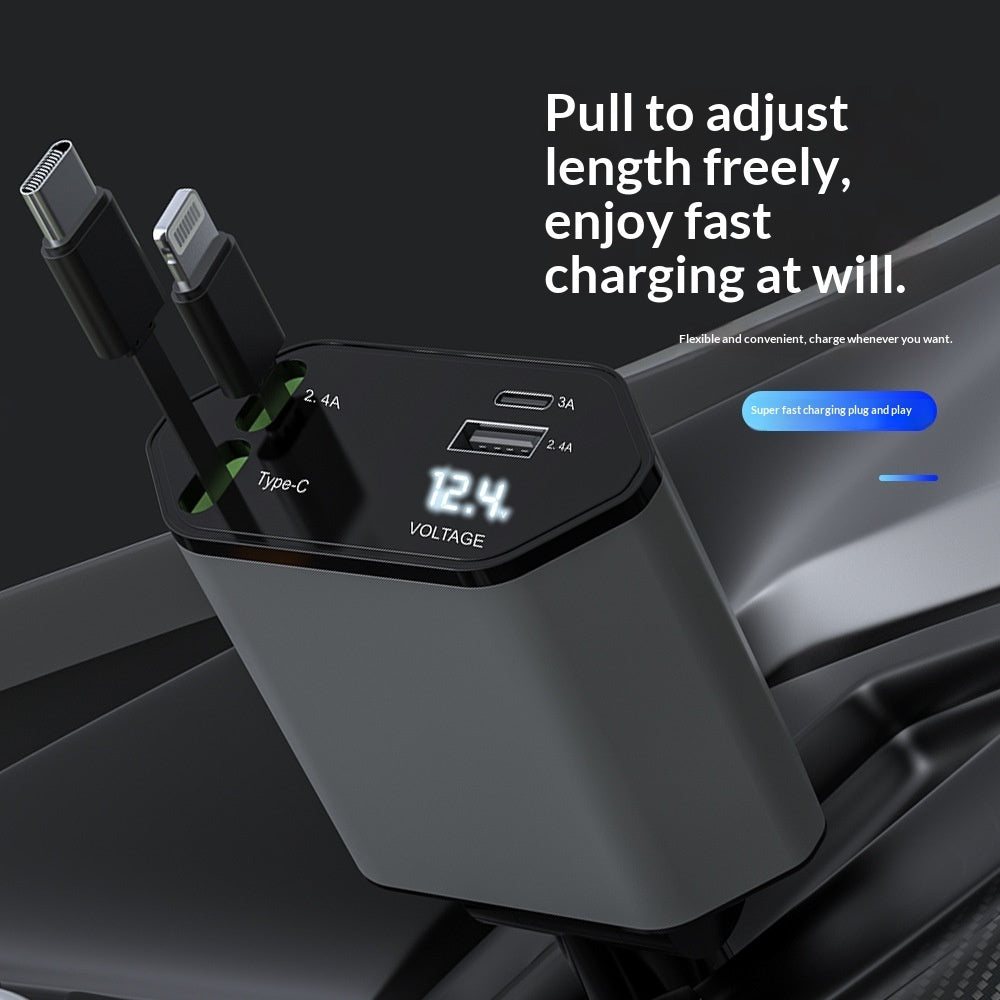 Bil­laddare 4-i-1 Snabbladdning – 120W USB-C & Lightning