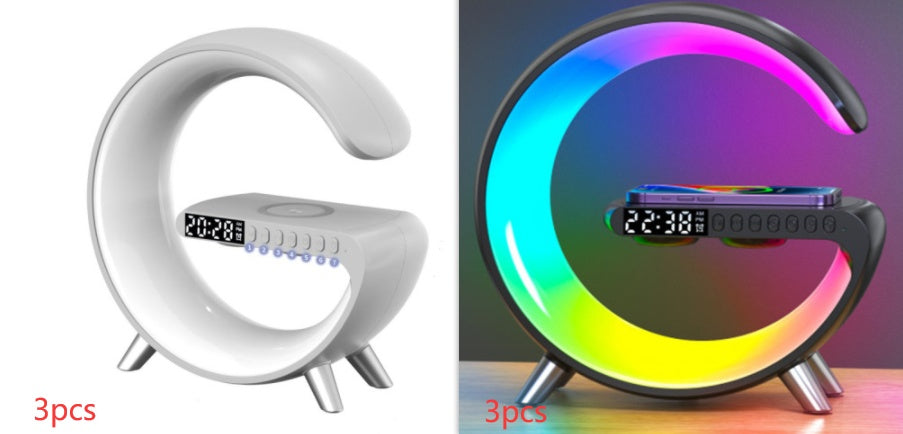Ny intelligent G-formad LED-lampa med Bluetooth-högtalare och trådlös laddning – stämningslampa med appstyrning för sovrum och heminredning