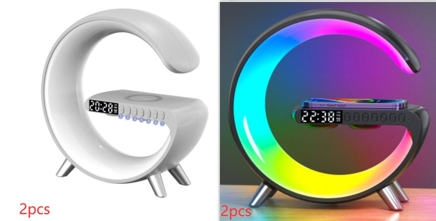 Ny intelligent G-formad LED-lampa med Bluetooth-högtalare och trådlös laddning – stämningslampa med appstyrning för sovrum och heminredning